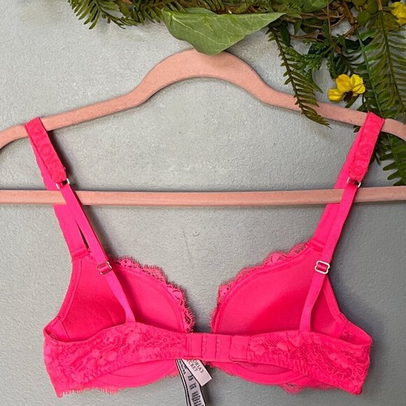 Victorias Secret Dream Angels Bra Womens size 32A Neon Pink with Lace - Picture 2 of 7